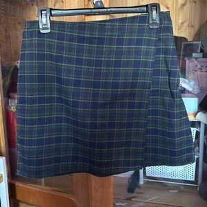 Wrap front plaid skirt